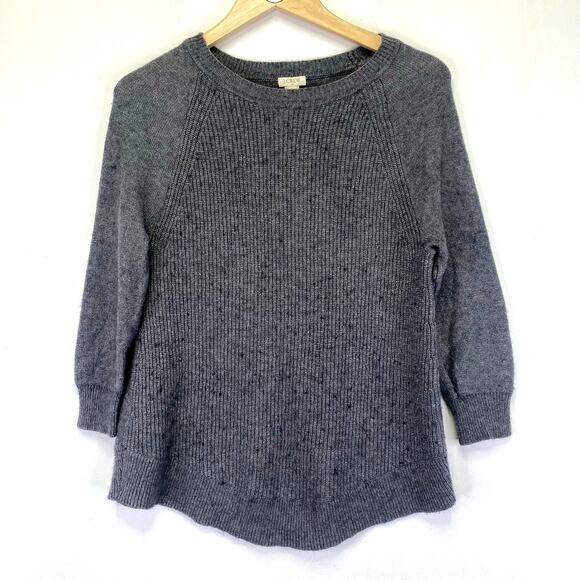 J. Crew Sweaters - J. Crew Ribbed Crewneck Sweater Womens S Gray Merino Wool Minimalist Cozy Fall
